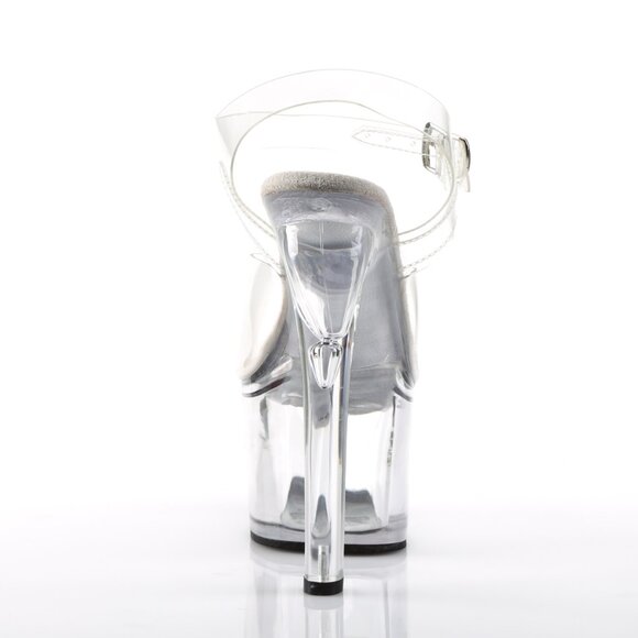 Pleaser Treasure 708 Clear Platform Heels Sandals with Ankle Strap - Picture 2 of 2
